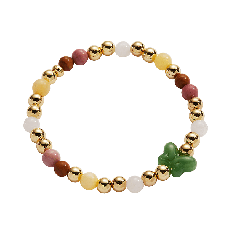 Carved Butterfly Healing Stone Stretch Bracelet