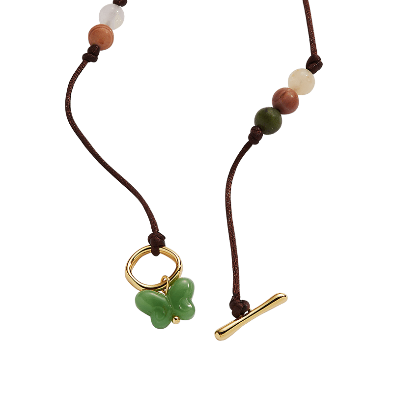 Carved Butterfly Healing Stone Toggle Necklace
