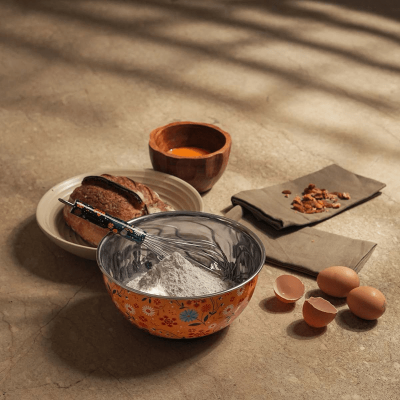 Yellow Paisley Bowl with whisk