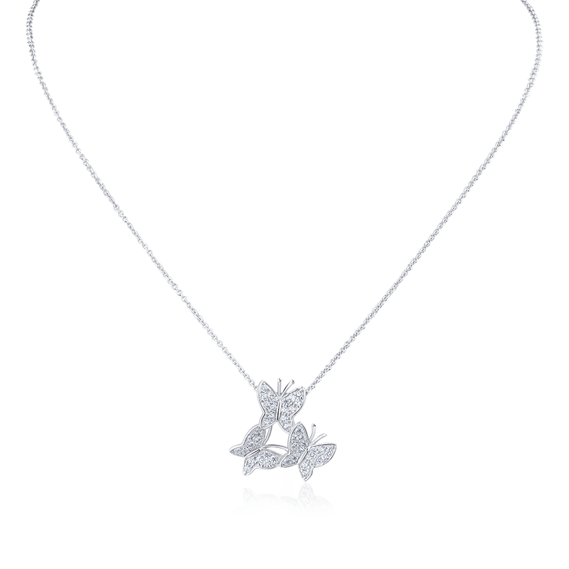 1Cttw Cz Triple Butterfly Necklace 