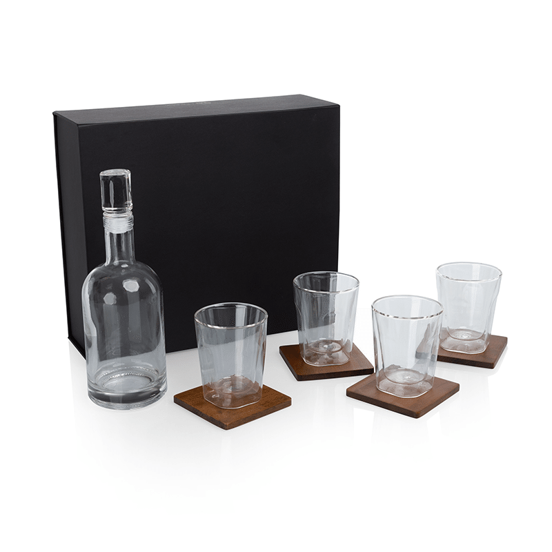 Ambassador Whiskey Decanter with 4 Lowball Glasses