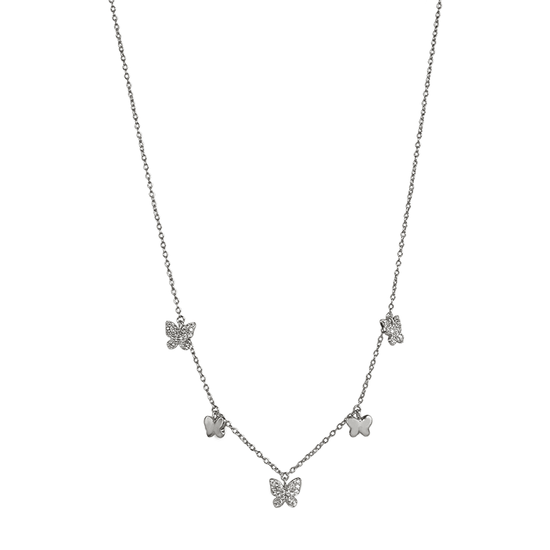1 Cttw Pave Cz Butterfly Charm Necklace