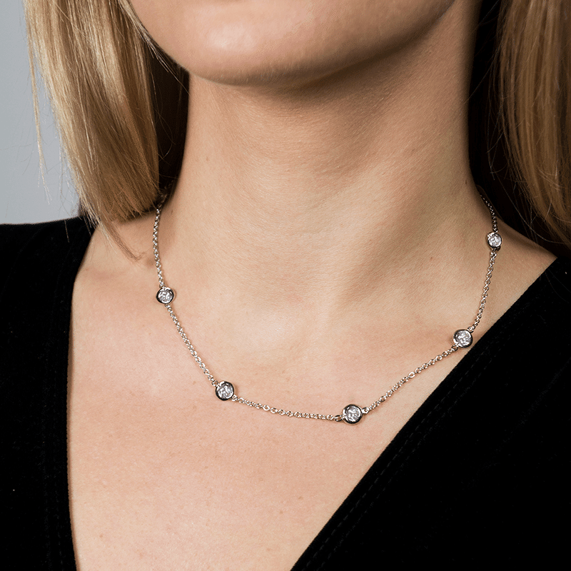 7Cttw Round Cz Necklace Stations