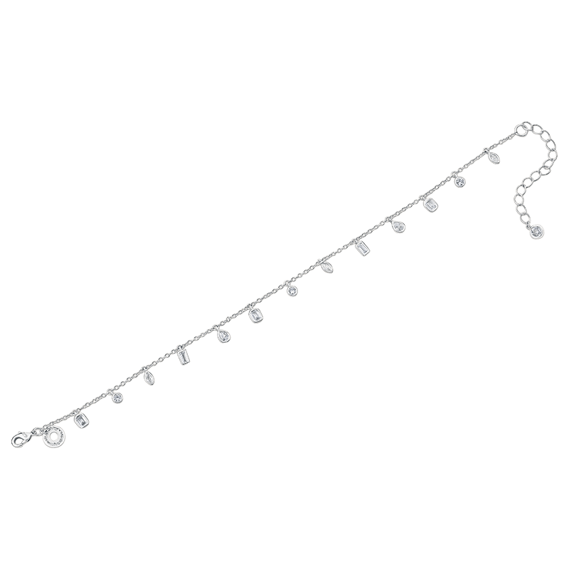 3 Cttw Multi Cz Bezel Charms Anklet