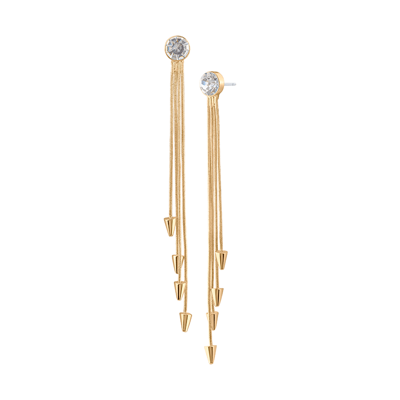 Crystal Stud W 3 Snake Chain Dangles W Stud Tips