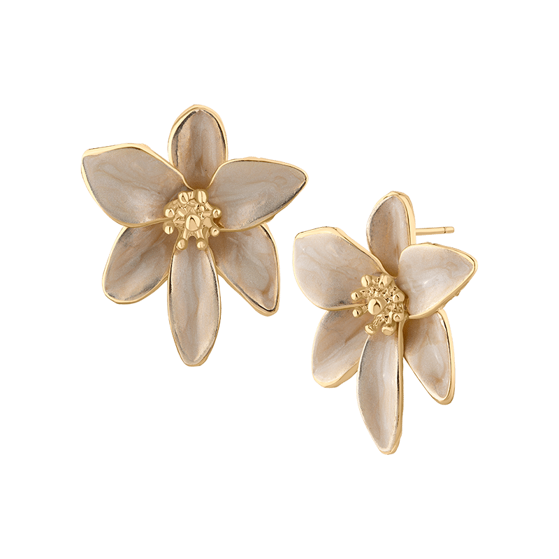 Iris Floral Enamel Earrings