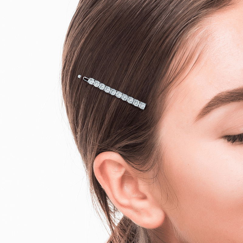 2Cttw Round Cz Embellished Bobby Pin