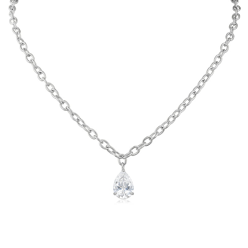 5 Cttw XL Pear Cz Open Links Necklace
