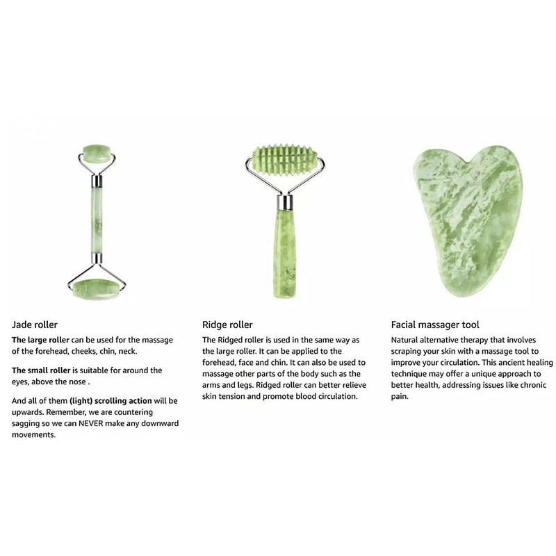 3 Piece Anti-Aging Jade Beauty Tool Set