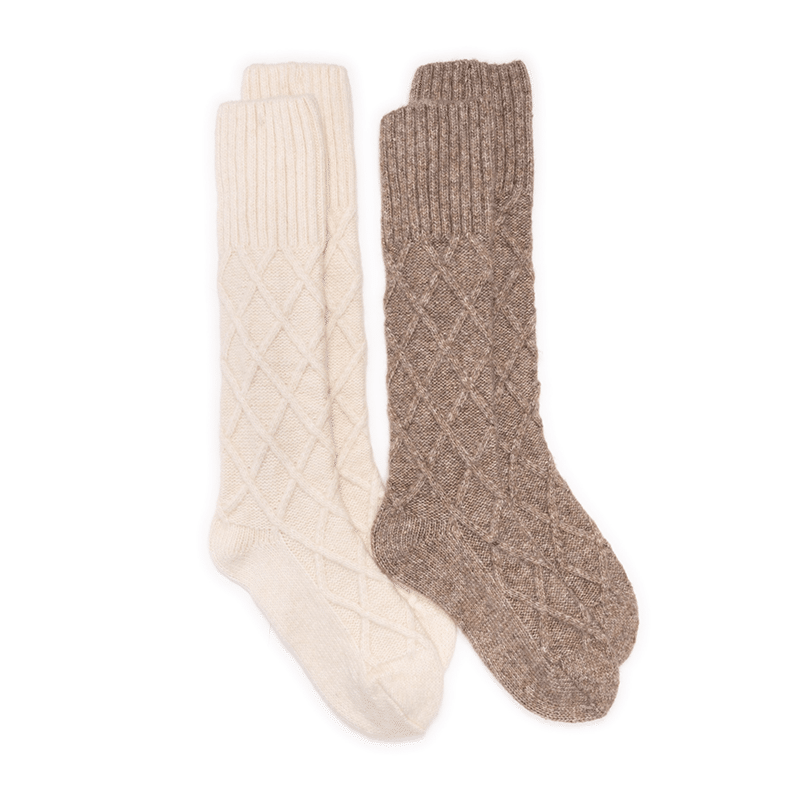 2 PK Tall Cabled Sweater Sock