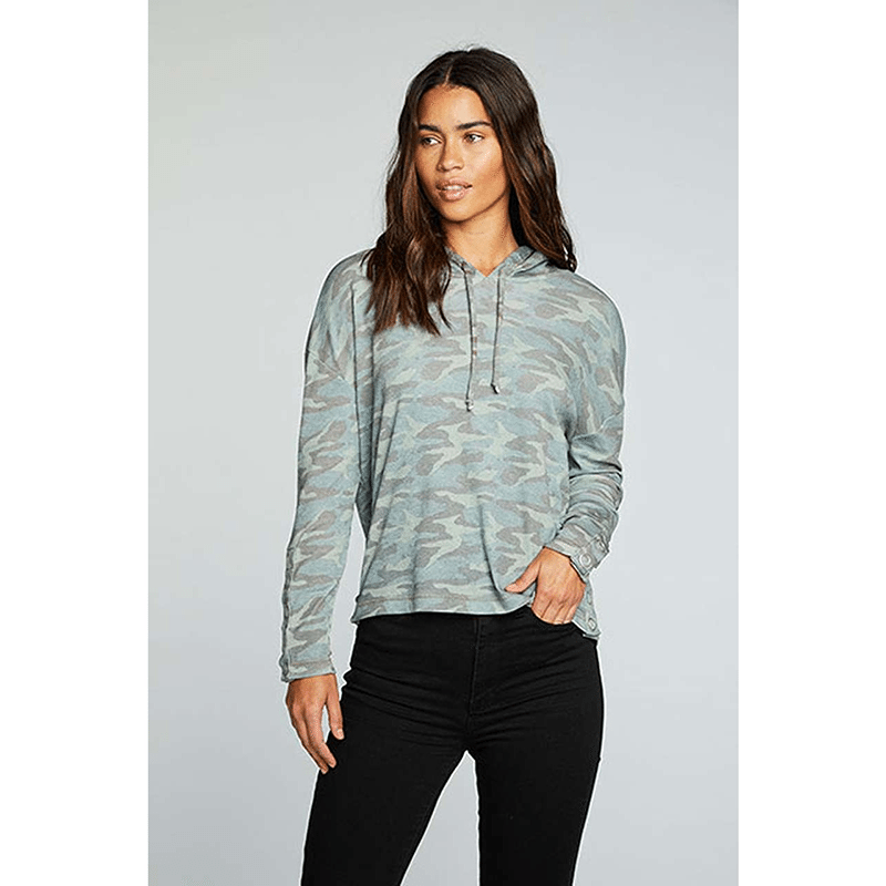 Rib Drop Shoulder Pullover Hoodie