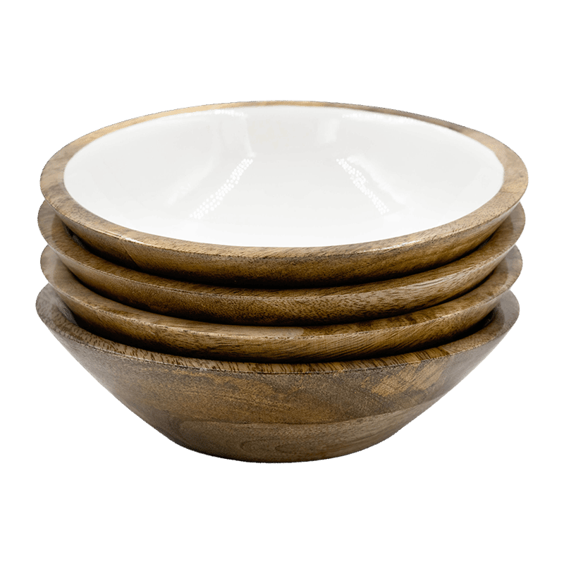 Wood + White Collection 7" Serving Bowls (Set of 8)