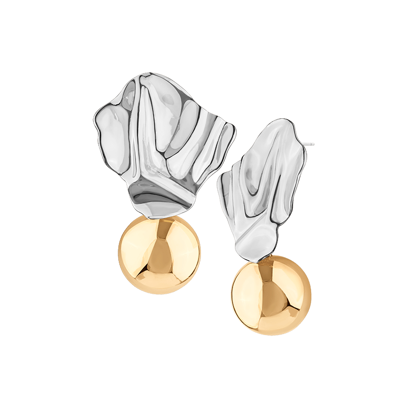 Fluid 2 Tone Metal Statement Earring