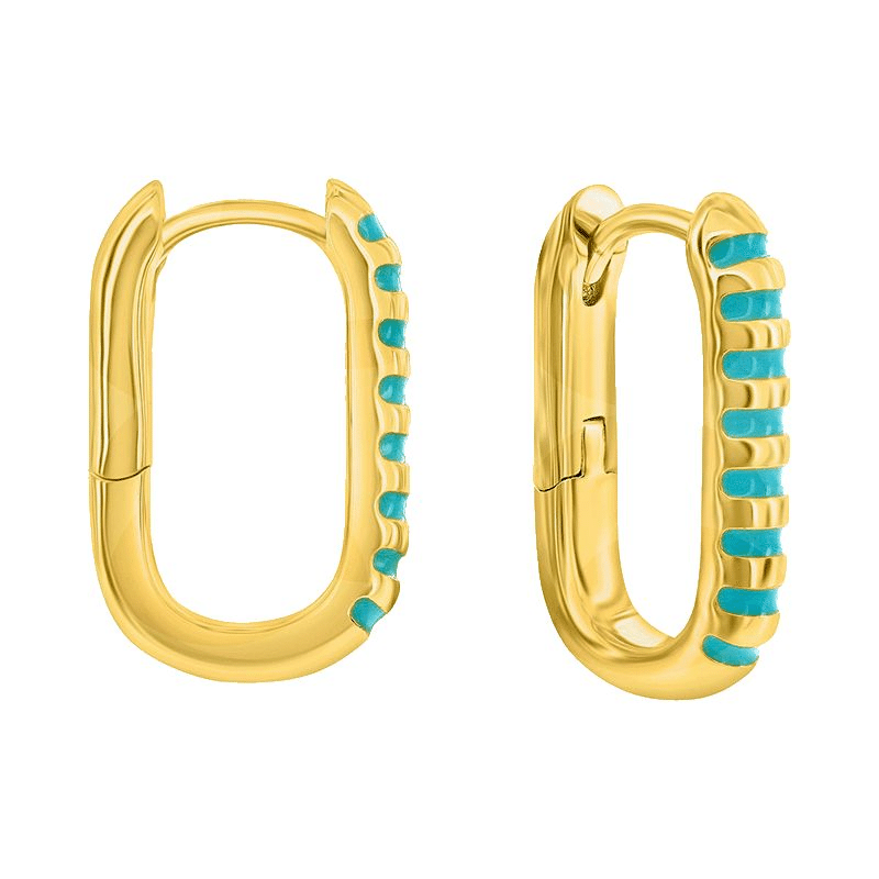 Turquoise Striped Hoop Earrings