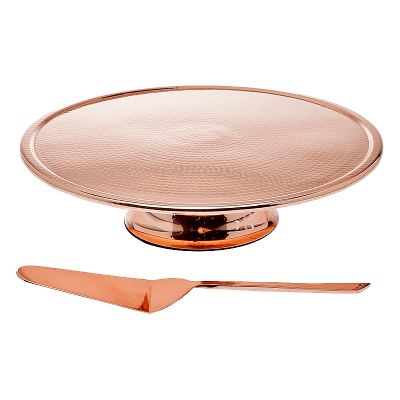 Copper Finish Cake Stand with Server