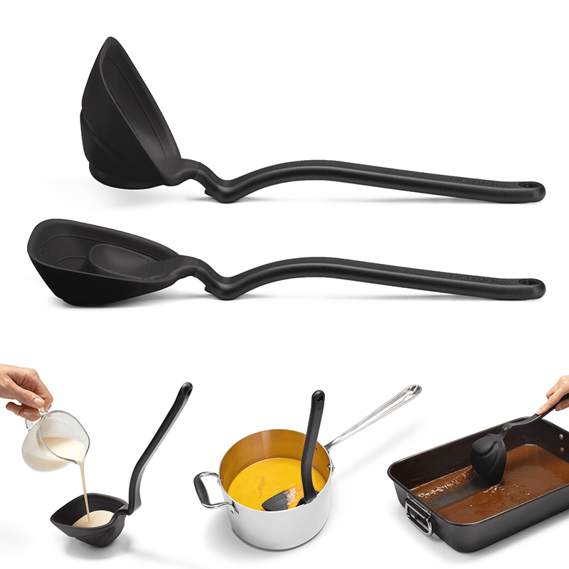 Fladle - Fold Flat Scraping Ladle - Black
