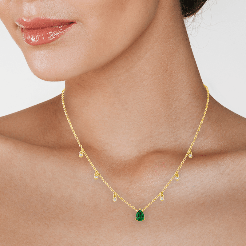 1.75Cttw Round/Pear Cz Dangle Necklace 