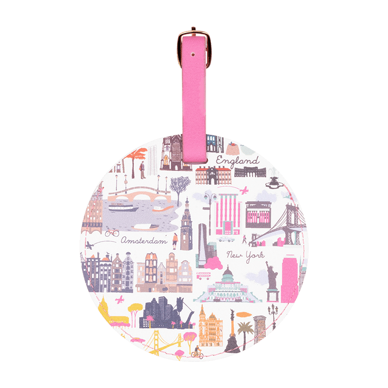 SMCO Round Luggage Tag - Travel Icons