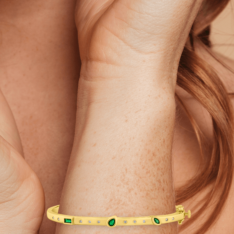 1Cttw Multi Cz Bezel Hinged Bracelet