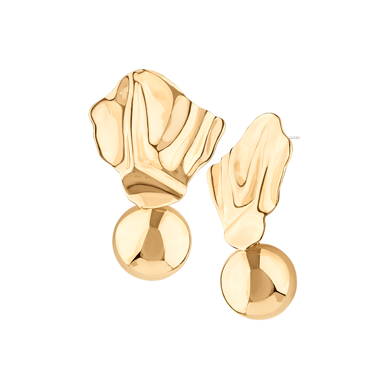 Fluid Gold Metal Statement Earrings