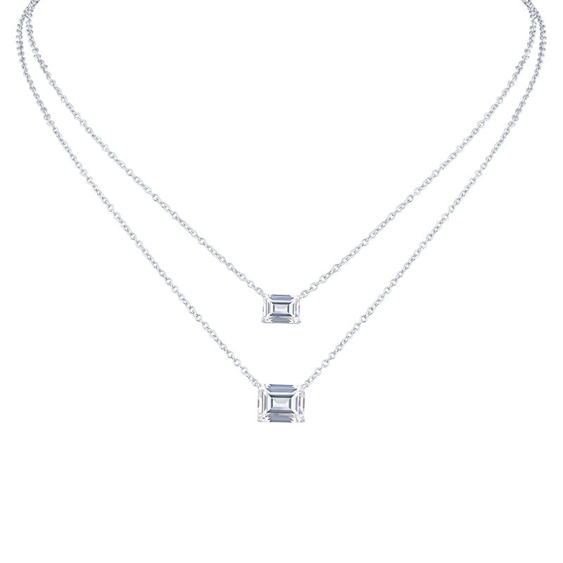 4 Cttw Emer Cz 2-Row Layered Necklace