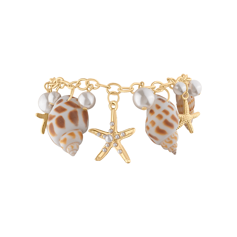 15 Sea-Life Charm Shell/Pearl Bracelet