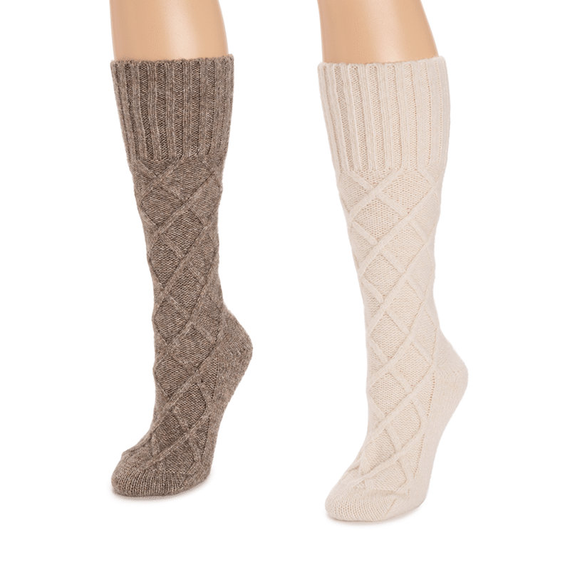 2 PK Tall Cabled Sweater Sock