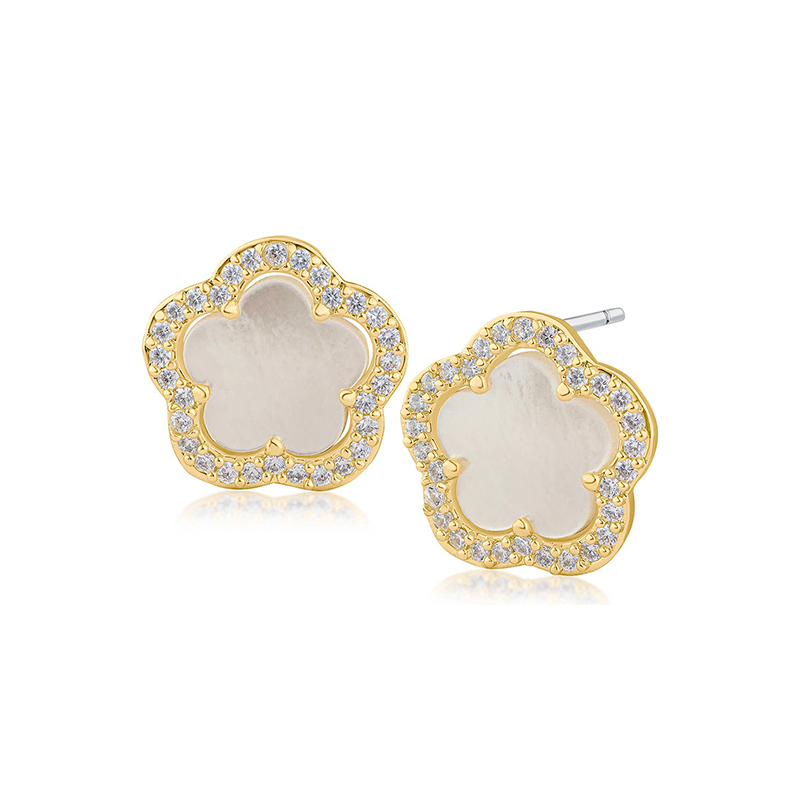 2 Cttw Pave Cz Trim 5Clover Earring