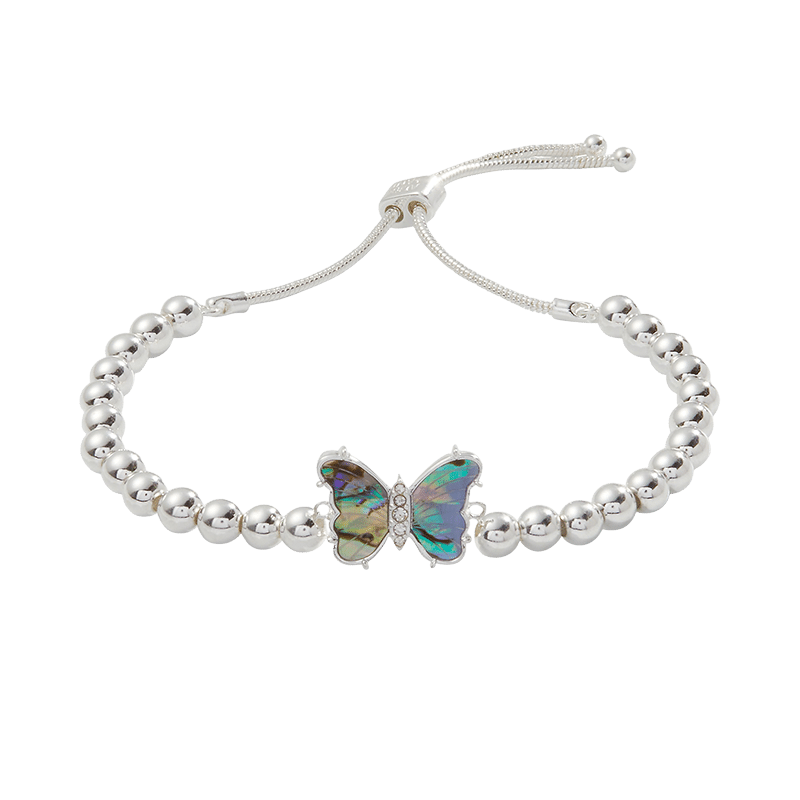 Carved Abalone Butterfly Tennis Bolo Bracelet