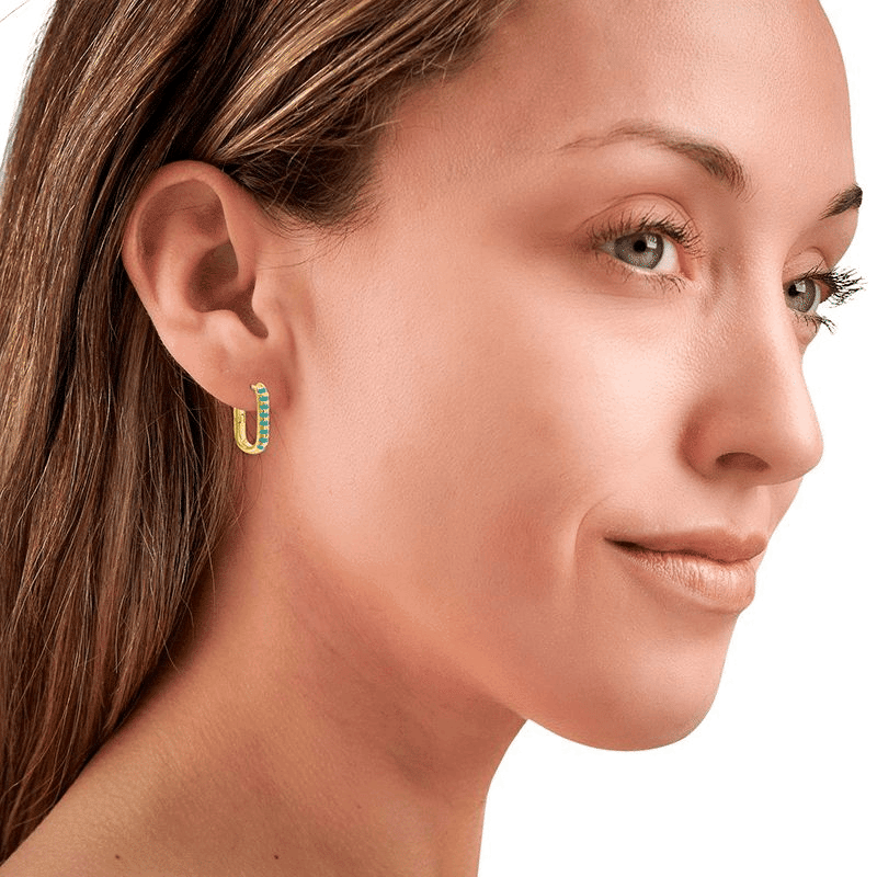 Turquoise Striped Hoop Earrings