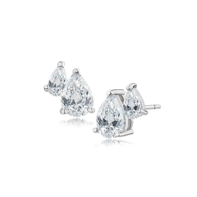 1.75 Cttw Double Pear Cz Stud