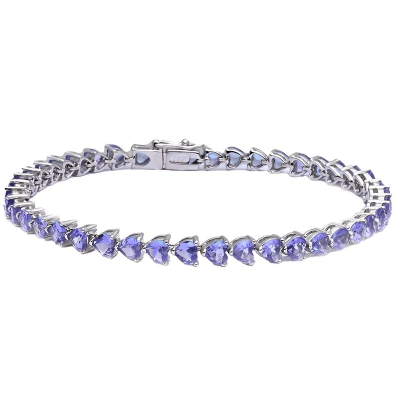 Heart Cut Created Tanzanite Tennis Bracelet