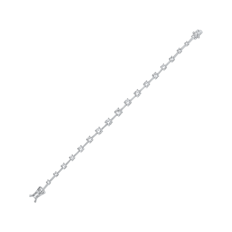 7Cttw Graduated Round Cz Bar Spaced Bracelet