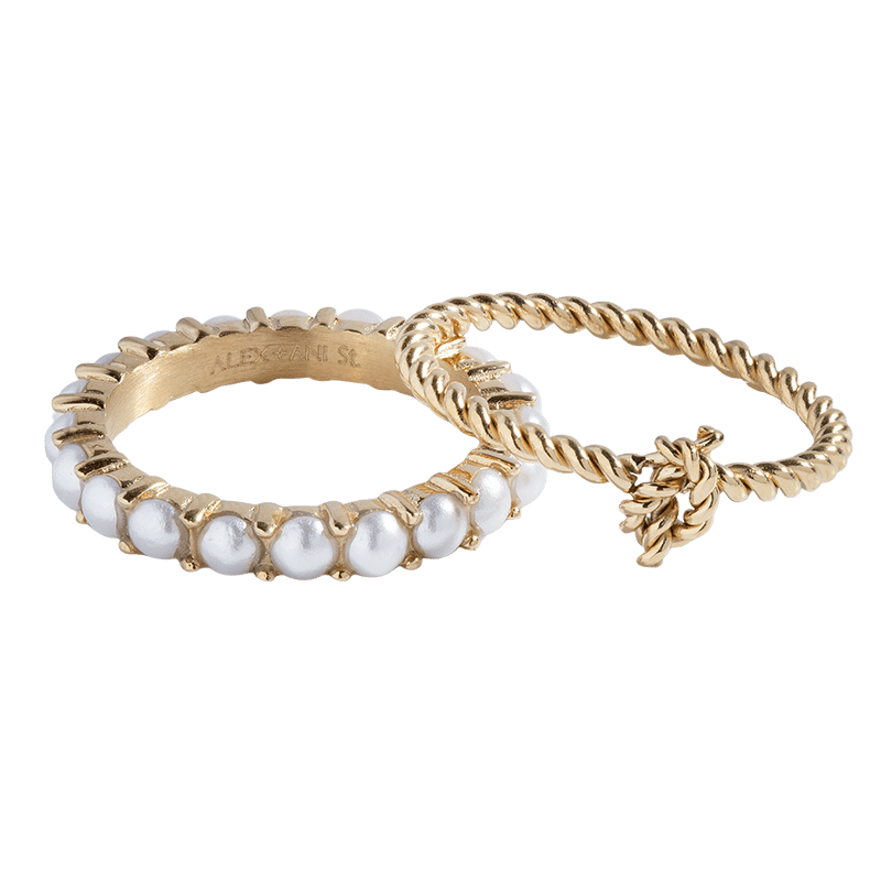 Pearl & Knot Rope Ring Set