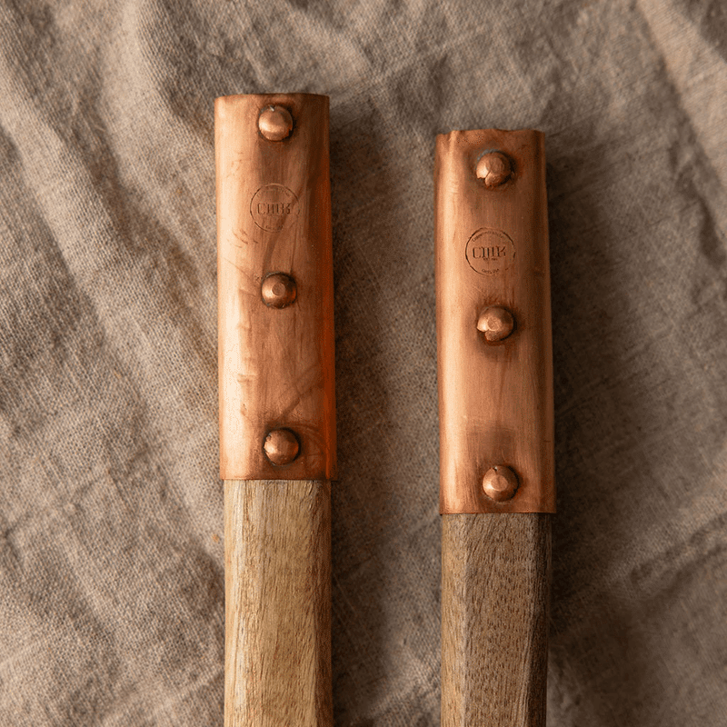 Vintage Inspired Wood & Copper Serving Utensils