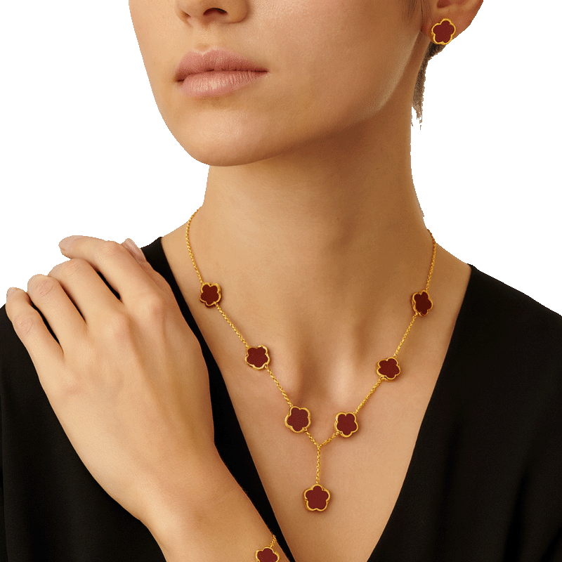 18K Gold Plated Clover Jewelry Set