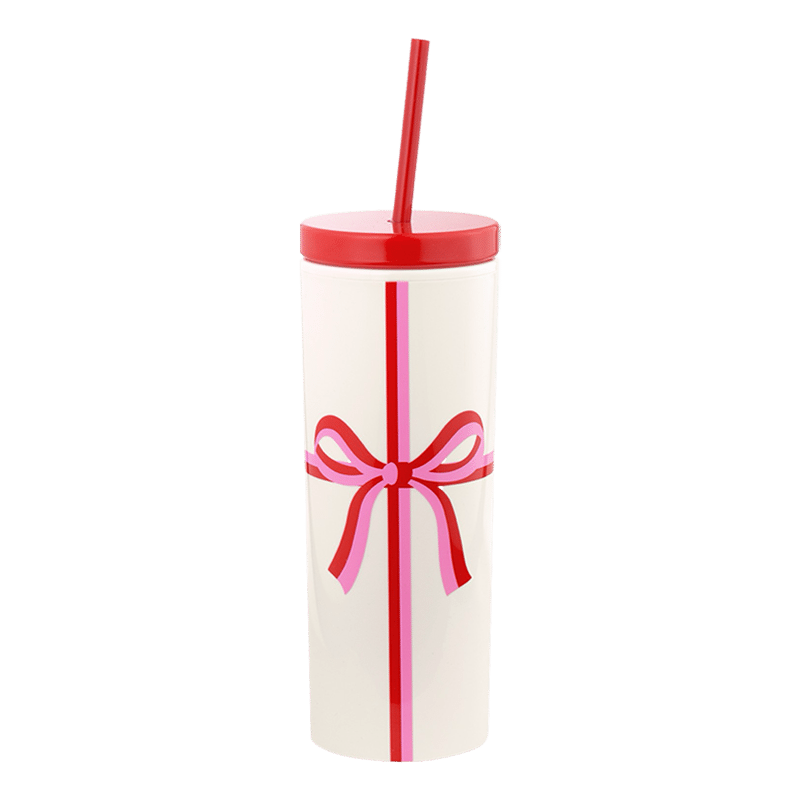 Acrylic Tumbler with Straw, Candy Bow