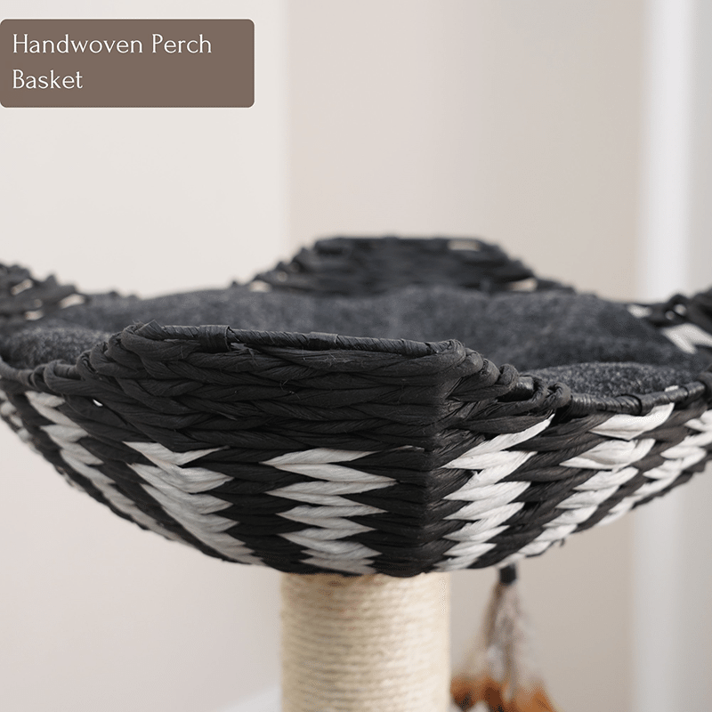 49" Ace Handwoven Black & White Cat Tree