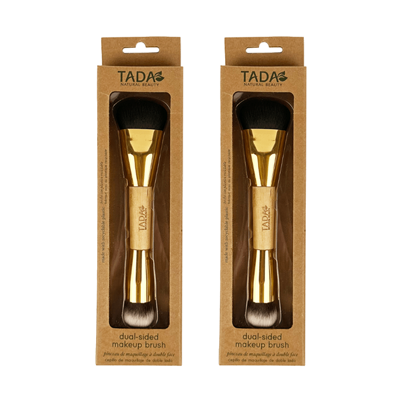 Natural Wood Dual-Sided Makeup Brush (2 Pack)