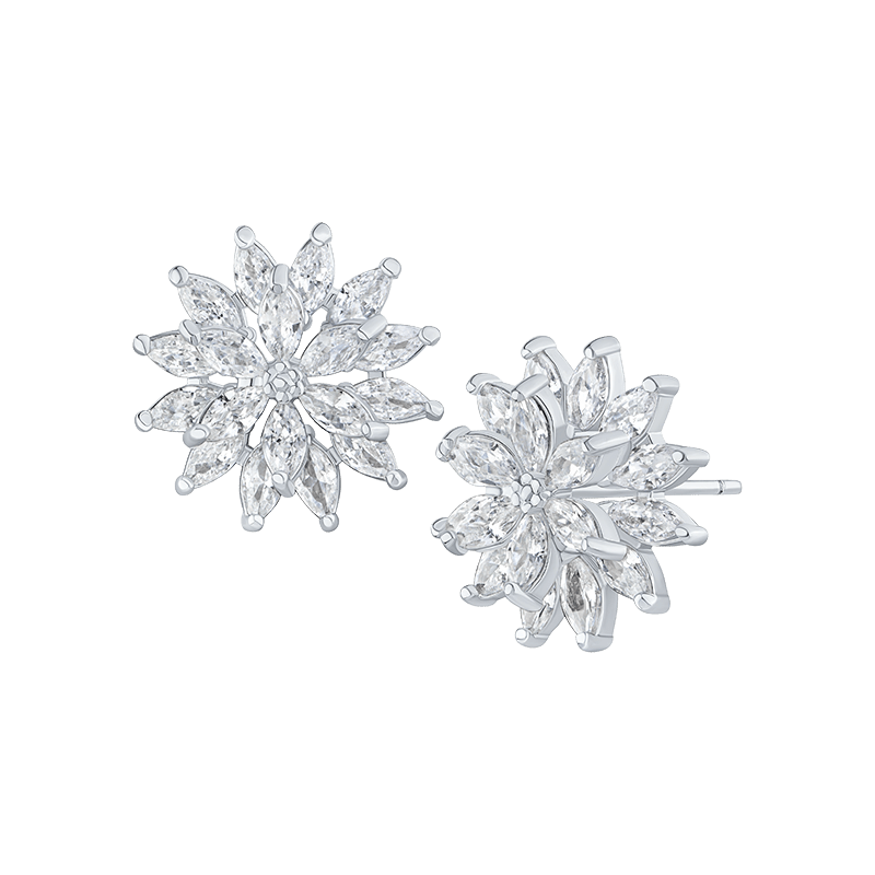 Marquis Cz Floral Burst Earrings