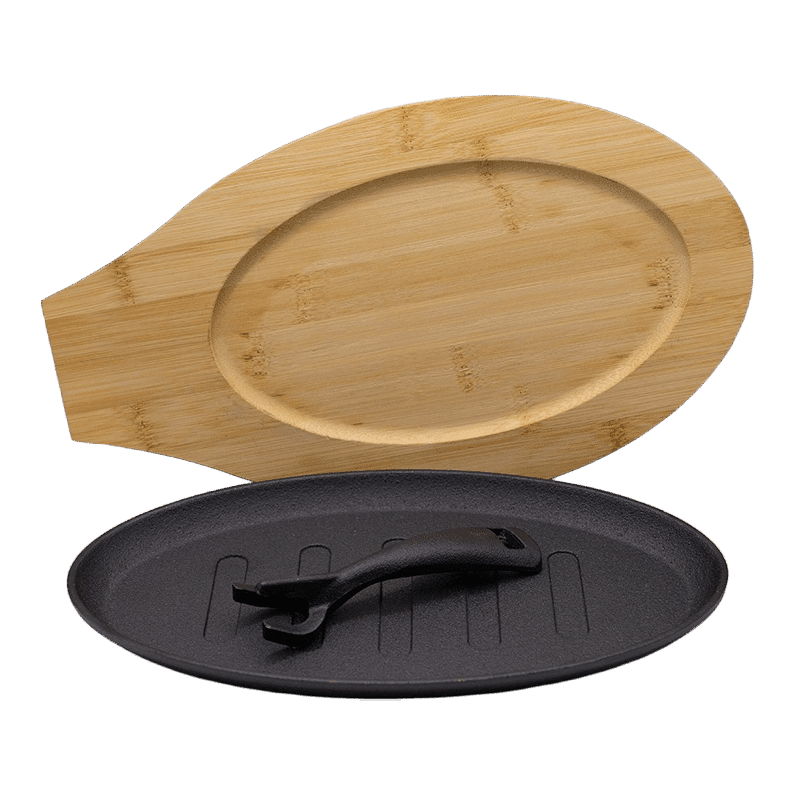 Cast Iron Simmer Plate with Wood Base