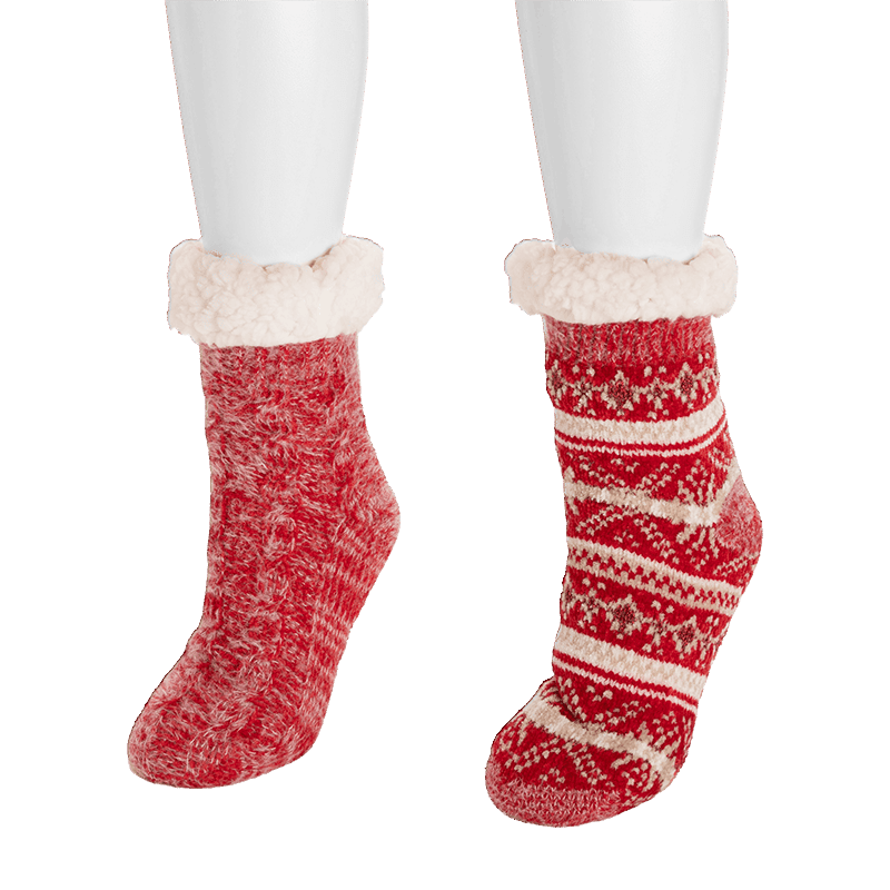 2 Pair Pack Chenille/Eyelash Mix Cabin Socks