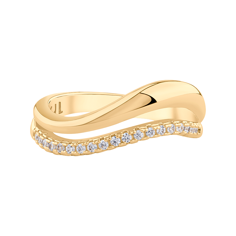 Pave Cz Two Row Wave Ring (Size 6)