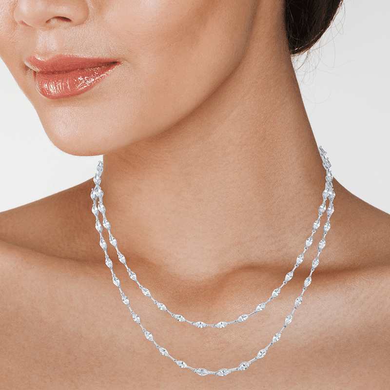 Marquise Layered Bar Spaced Necklace