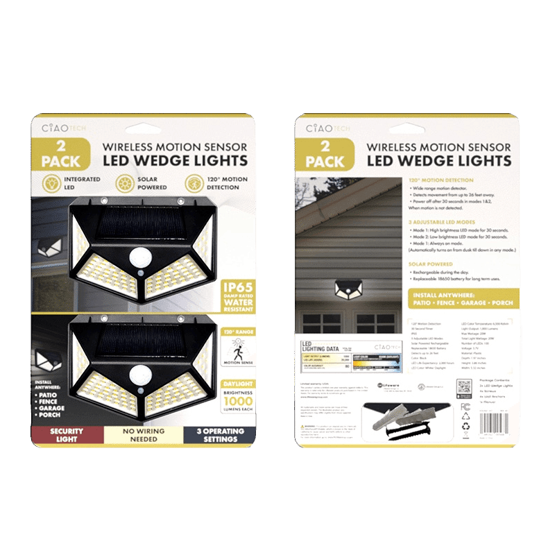Wireless Motion Sensor LED Wedge Outdoor Light (2 Pack)