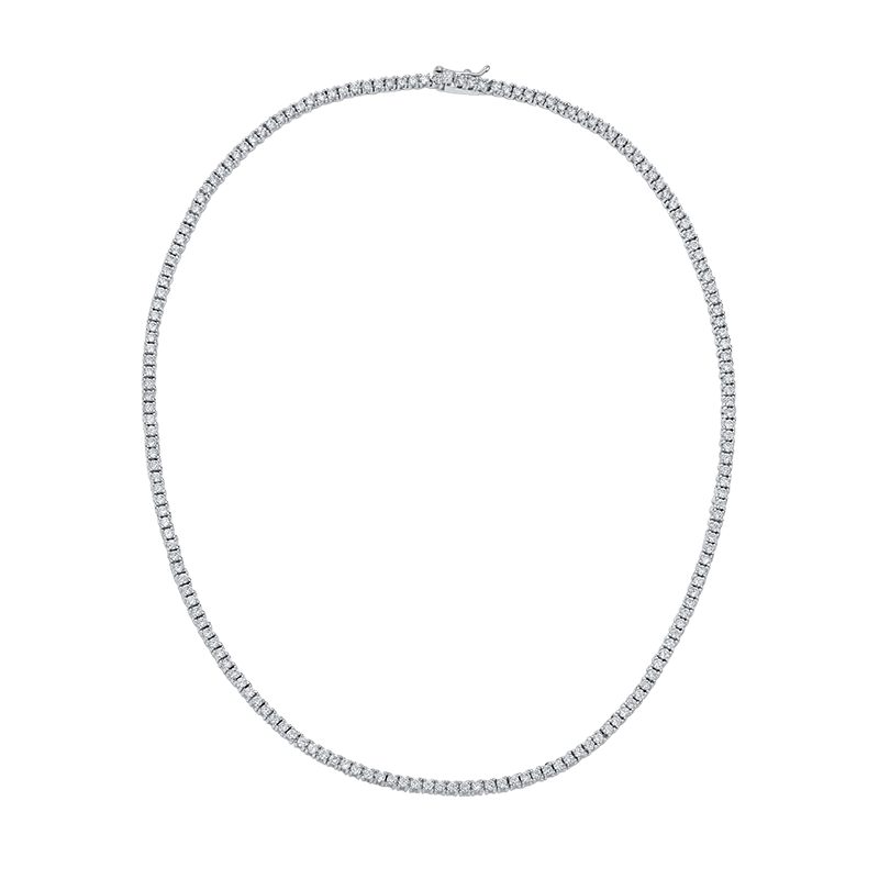 8Cttw Rnd Cz (2Mm) Delicate Tennis Necklace