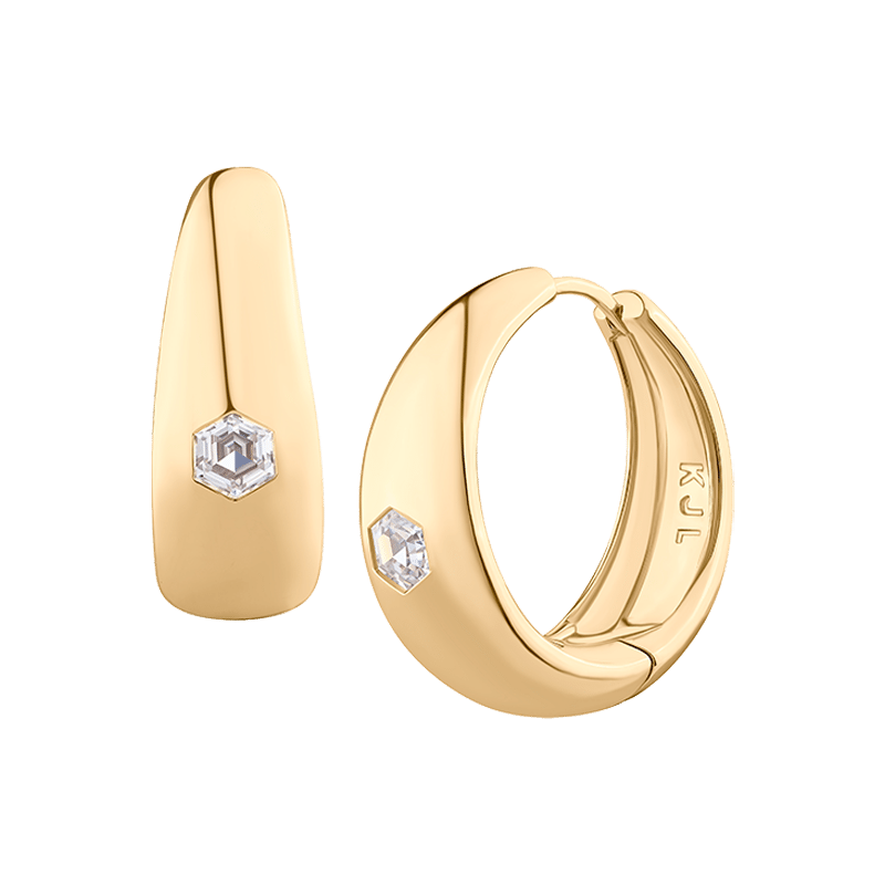 Trend Cz Hoops With Center Round Cz Inlay