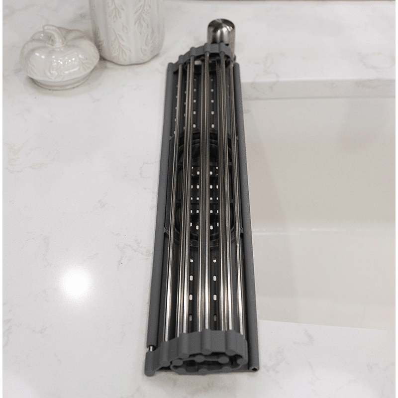 Roll-Up Over the Sink Drying Rack with Utensil Organizer
