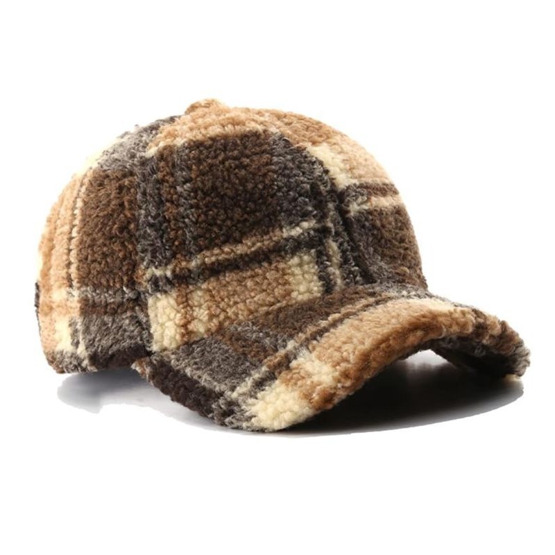 Sherpa Ball Cap (Brown Plaid)