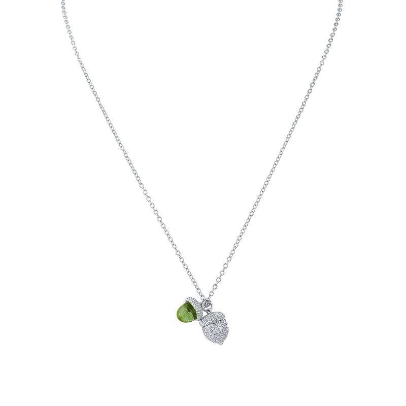 1 Cttw Pave Cz Acorn 2Charms Neck
